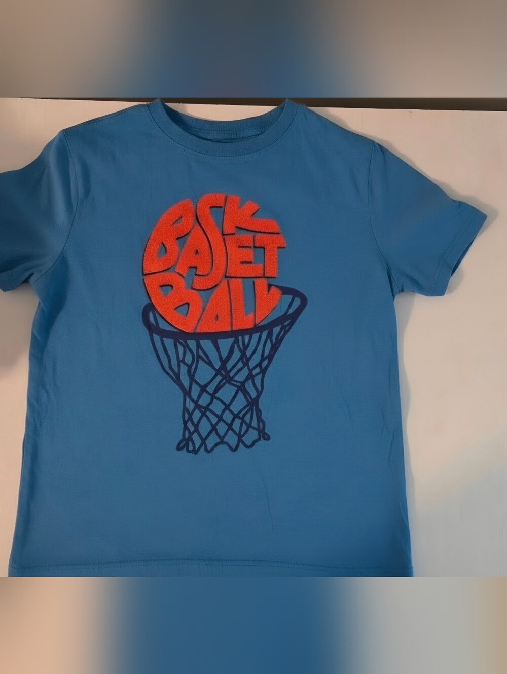 Cat & Jack Blue Tee with Orange Basketball Graphic